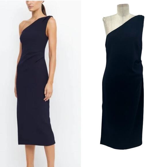 Bec & Bridge Be Mine Asymmetric One Shoulder Dress Ink Navy Blue Size US 12 - Picture 1 of 14